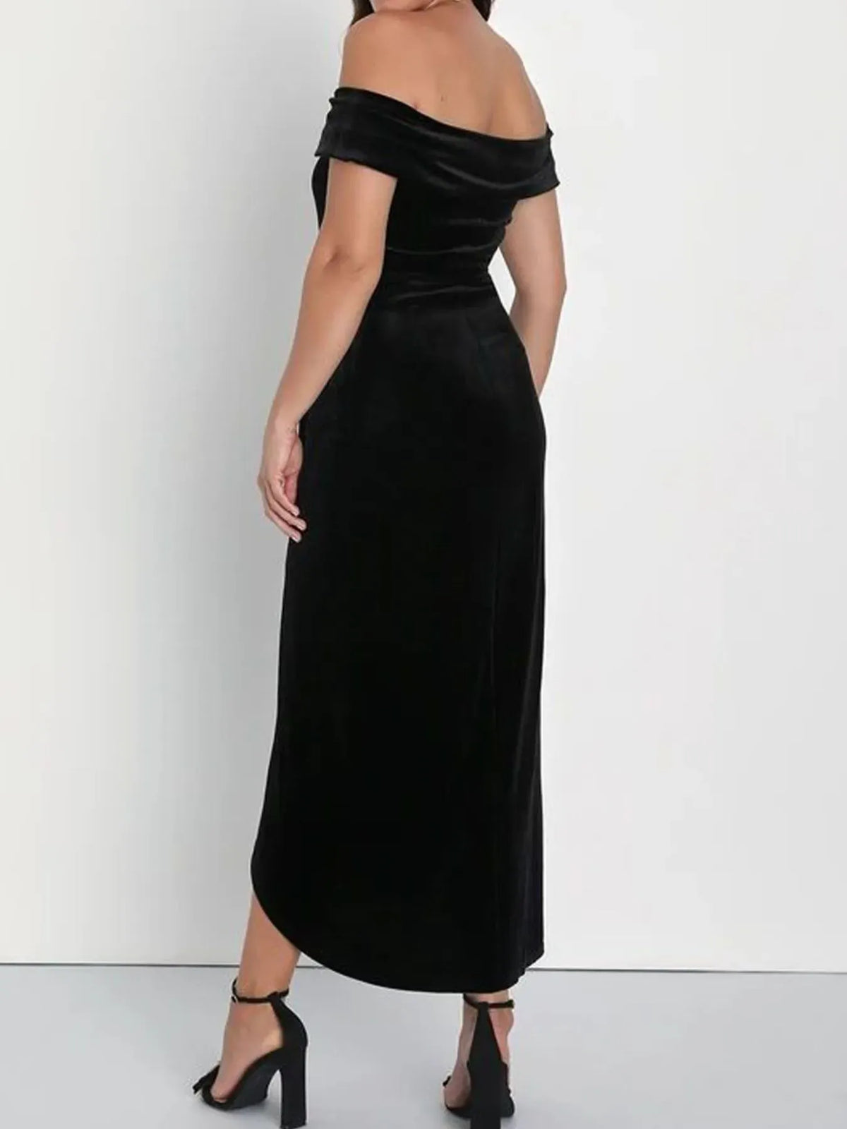 Off-Shoulder Wrap Dress with Side Slit-Dresses-Krush Kandy, Women's Online Fashion Boutique Located in Phoenix, Arizona (Scottsdale Area)