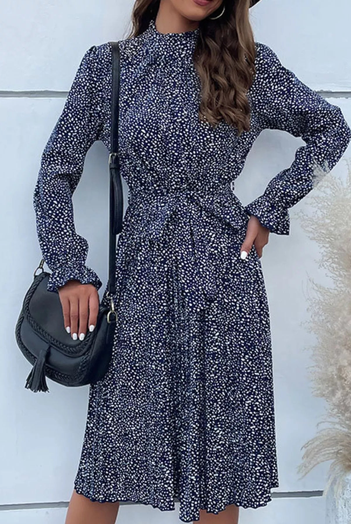 Animal Print Mock Neck Flounce Sleeve Dress-Dresses-Krush Kandy, Women's Online Fashion Boutique Located in Phoenix, Arizona (Scottsdale Area)