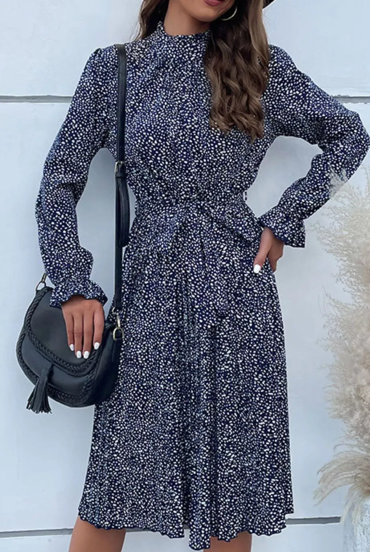 Animal Print Mock Neck Flounce Sleeve Dress-Dresses-Krush Kandy, Women's Online Fashion Boutique Located in Phoenix, Arizona (Scottsdale Area)