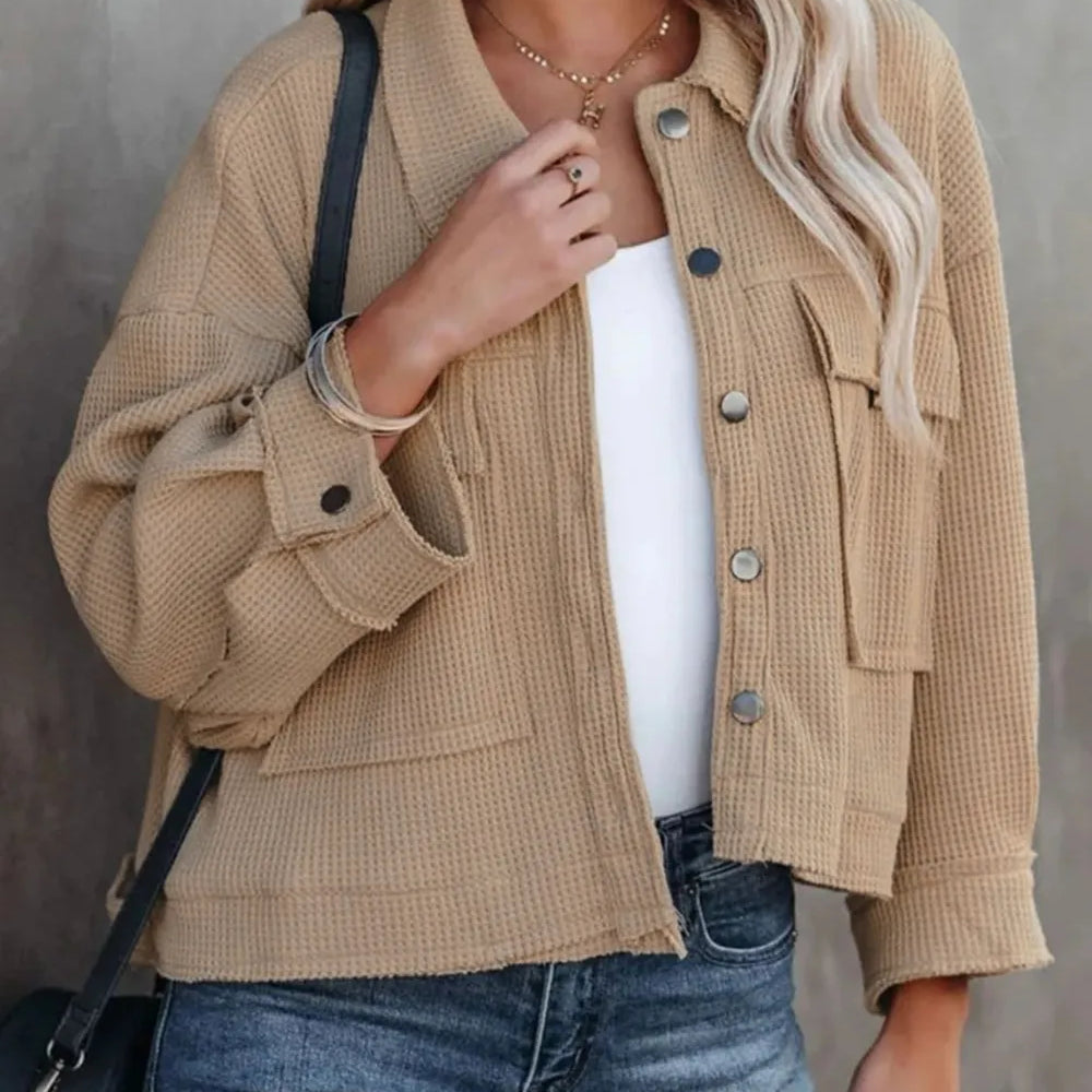 Button Up Long Sleeve Jacket-Jackets-Krush Kandy, Women's Online Fashion Boutique Located in Phoenix, Arizona (Scottsdale Area)