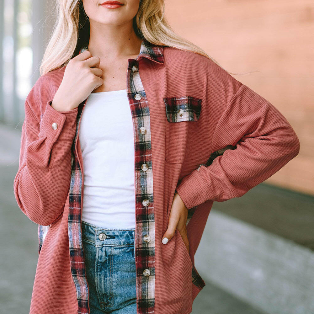 Plaid Button Down Collared Jacket-Krush Kandy, Women's Online Fashion Boutique Located in Phoenix, Arizona (Scottsdale Area)