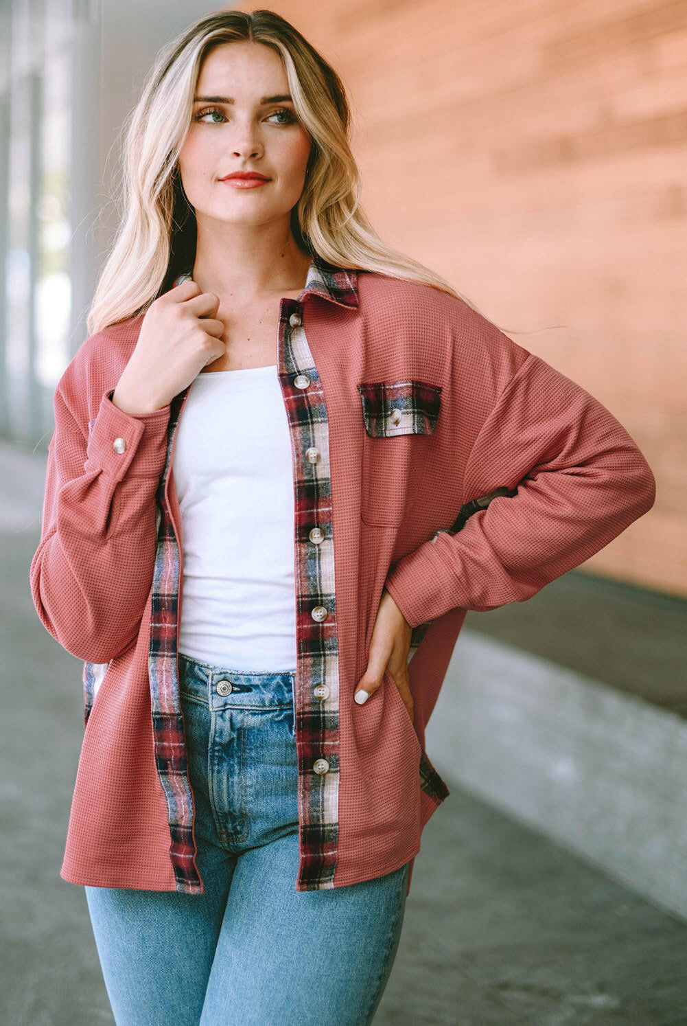 Plaid Button Down Collared Jacket-Krush Kandy, Women's Online Fashion Boutique Located in Phoenix, Arizona (Scottsdale Area)