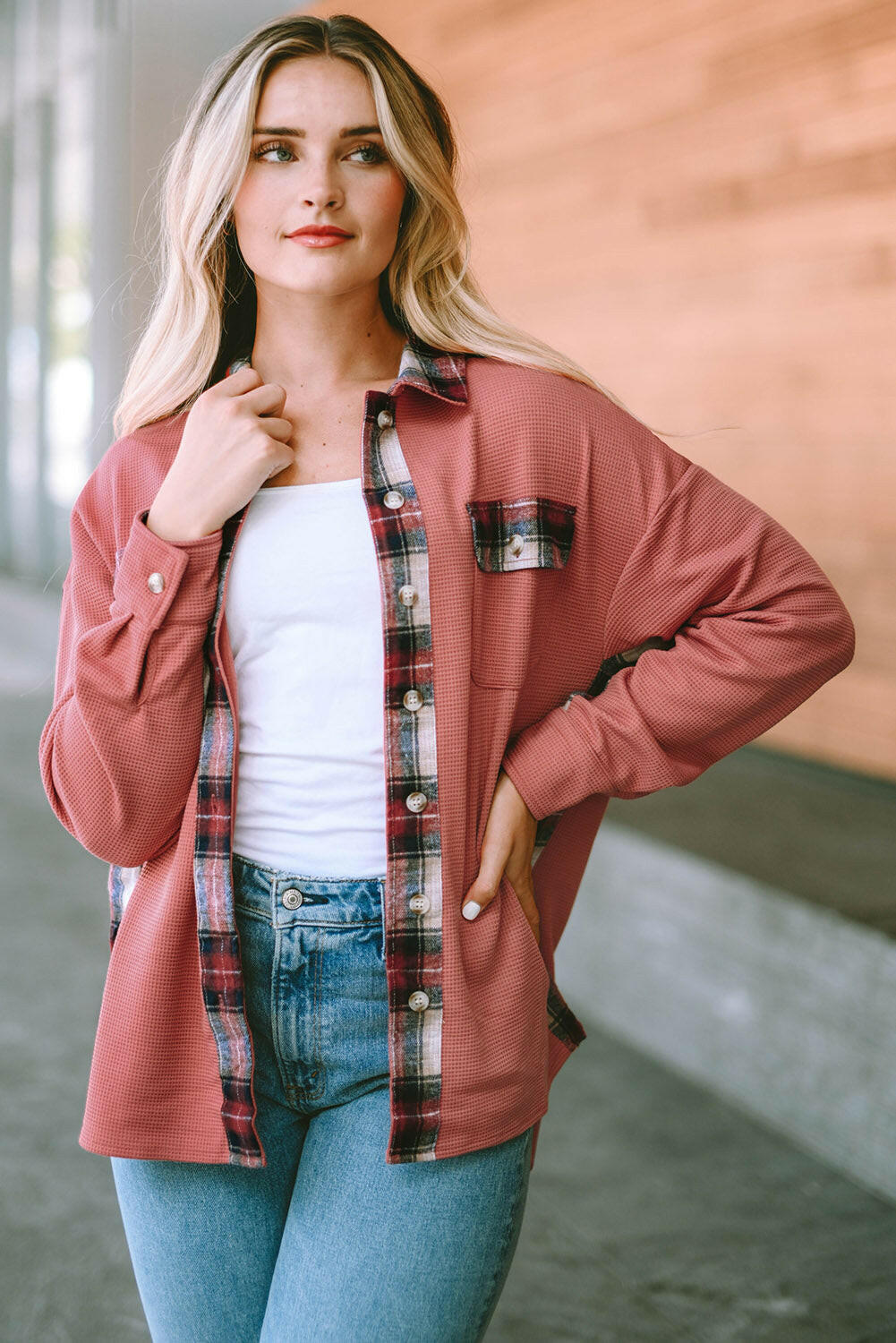 Plaid Button Down Collared Jacket-Krush Kandy, Women's Online Fashion Boutique Located in Phoenix, Arizona (Scottsdale Area)