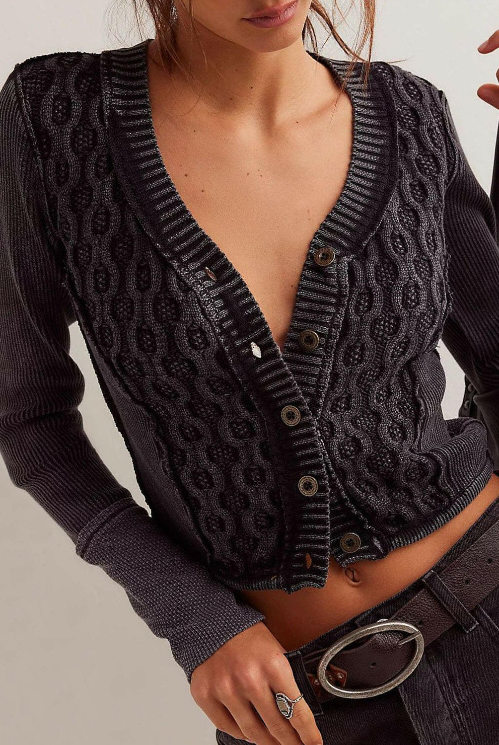 V-Neck Button Up Cropped Cardigan-Krush Kandy, Women's Online Fashion Boutique Located in Phoenix, Arizona (Scottsdale Area)