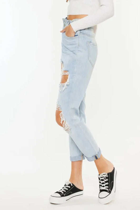 Kancan Open Pack Paperbag Mom Jeans-Denim-Krush Kandy, Women's Online Fashion Boutique Located in Phoenix, Arizona (Scottsdale Area)