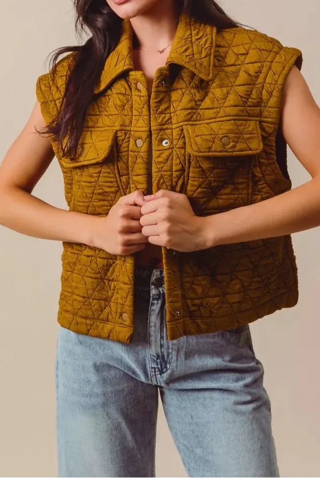 SO ME Triangle Quilting Stitch Button Up Knit Vest-Vests-Krush Kandy, Women's Online Fashion Boutique Located in Phoenix, Arizona (Scottsdale Area)