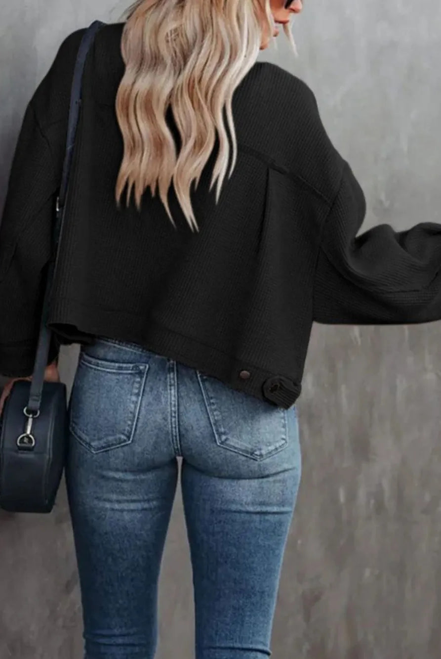 Button Up Long Sleeve Jacket-Jackets-Krush Kandy, Women's Online Fashion Boutique Located in Phoenix, Arizona (Scottsdale Area)