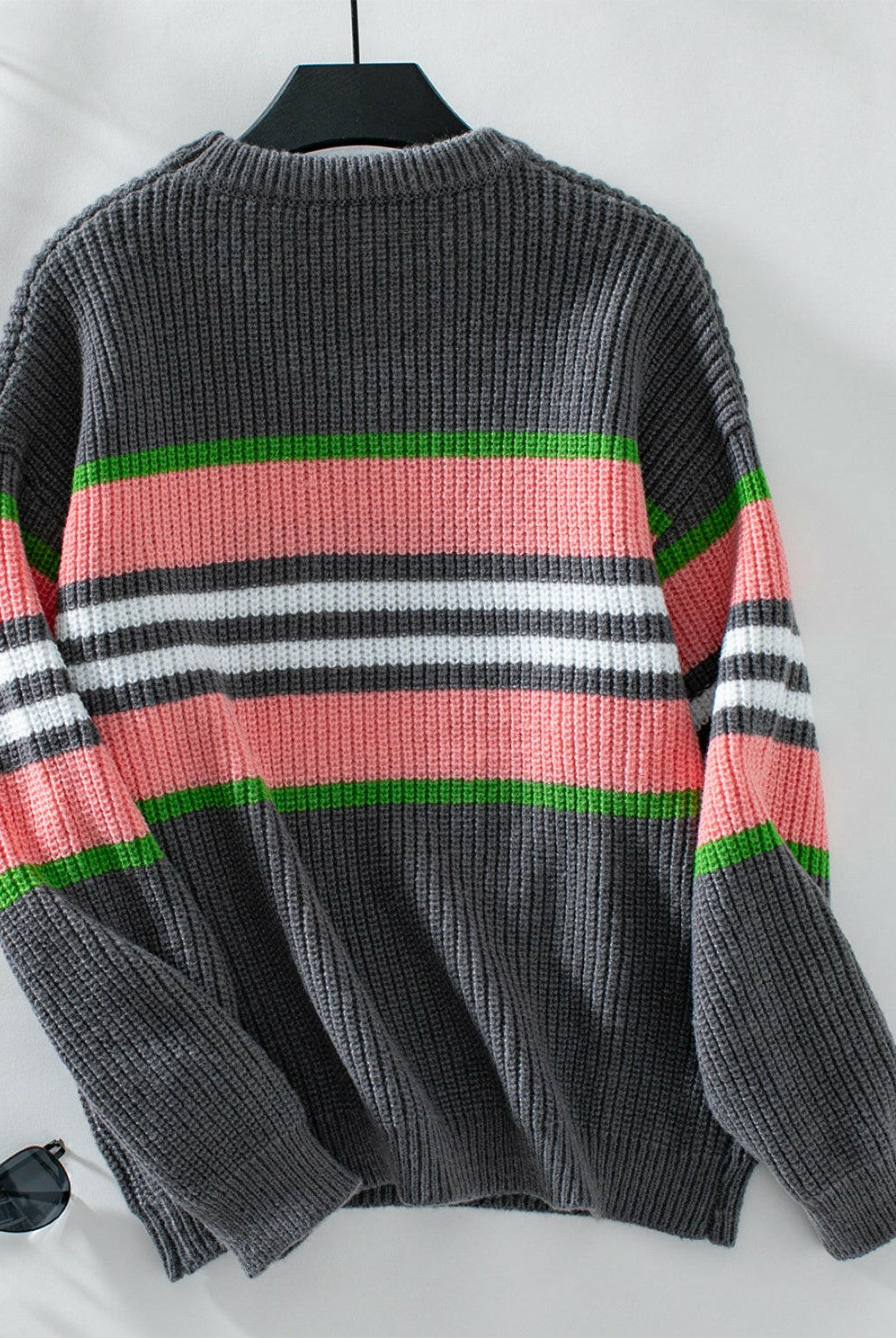 Contrast Stripes Round Neck Long Sleeve Sweater-Krush Kandy, Women's Online Fashion Boutique Located in Phoenix, Arizona (Scottsdale Area)