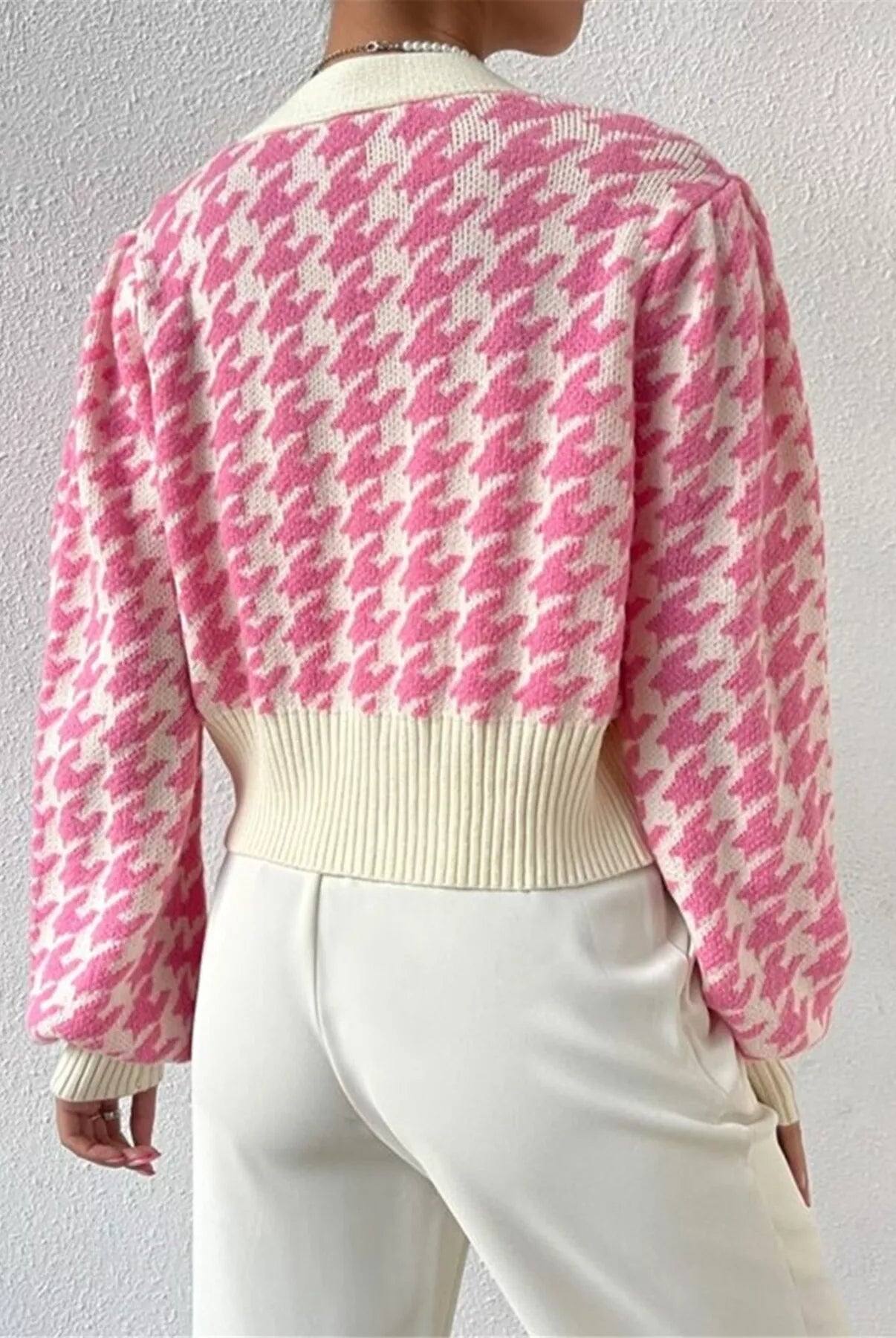 Houndstooth V-Neck Button Up Cardigan-Cardigan-Krush Kandy, Women's Online Fashion Boutique Located in Phoenix, Arizona (Scottsdale Area)