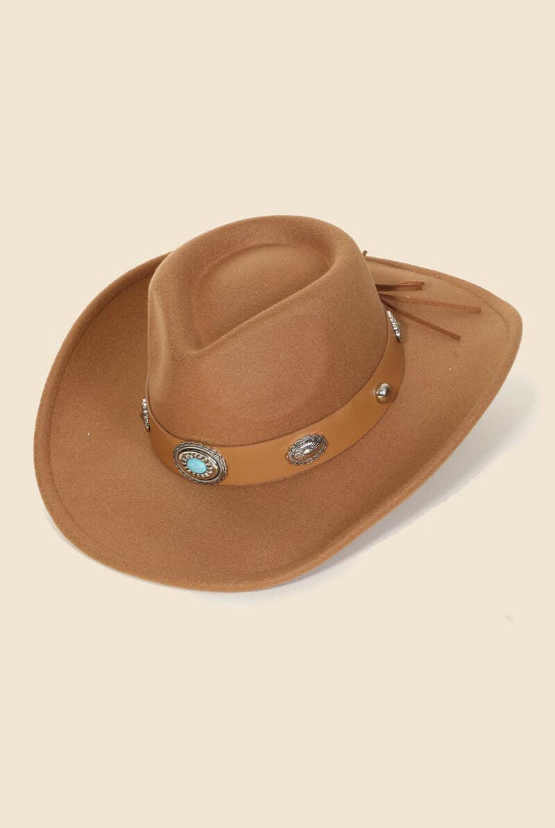 Boho Disc Strap Cowboy Hat-Hat-Krush Kandy, Women's Online Fashion Boutique Located in Phoenix, Arizona (Scottsdale Area)