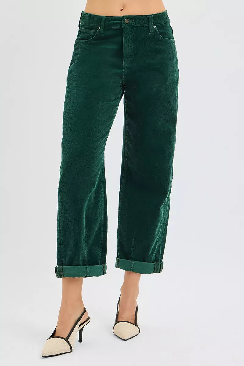 RISEN High Rise Crop Barrel Cordurory Pants-pants-Krush Kandy, Women's Online Fashion Boutique Located in Phoenix, Arizona (Scottsdale Area)