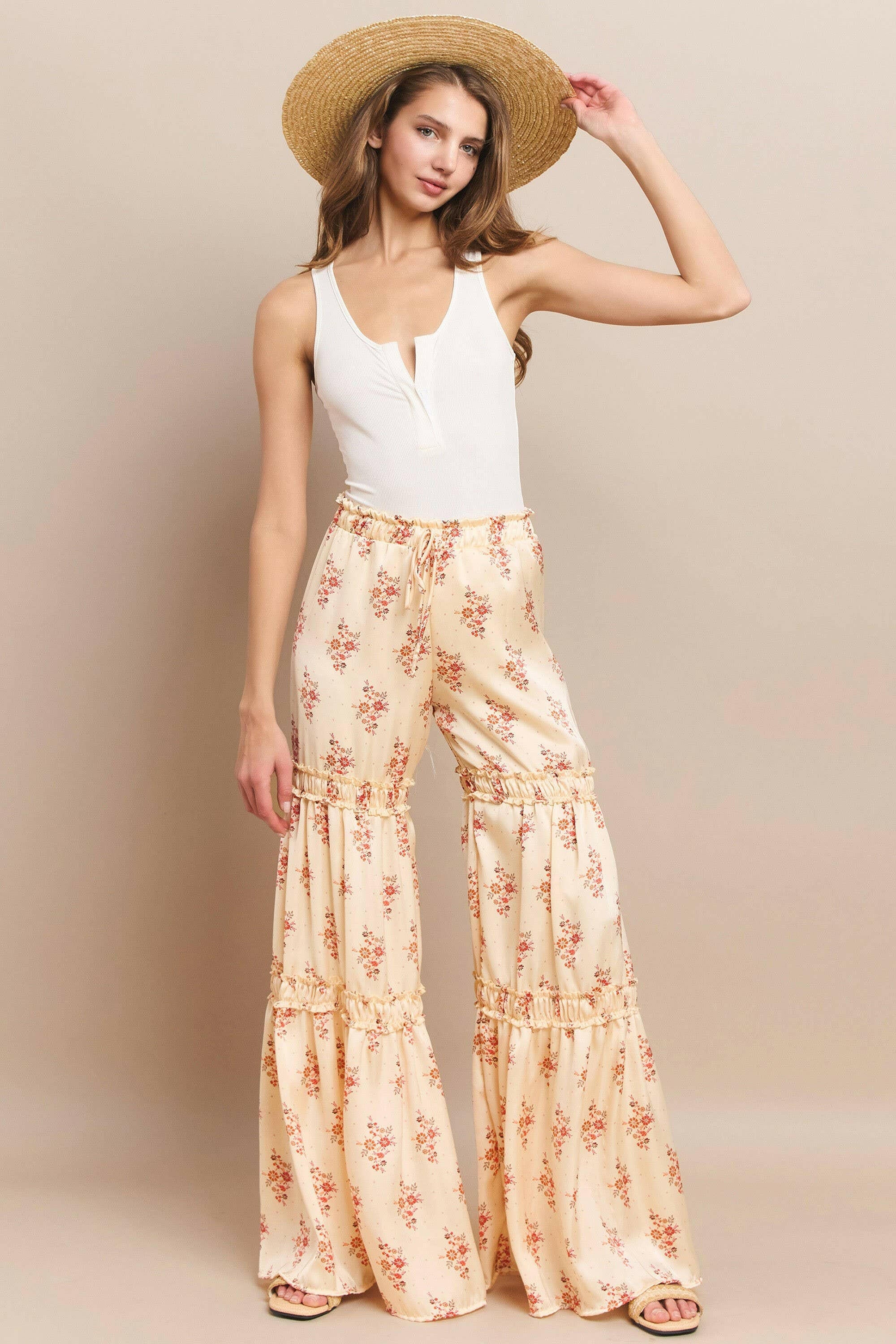 Peach Blossom Palazzo Pants-Pants-Krush Kandy, Women's Online Fashion Boutique Located in Phoenix, Arizona (Scottsdale Area)