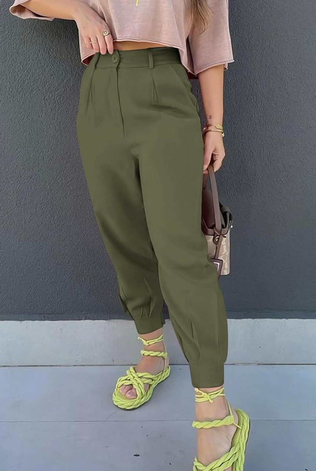 High Waist Cropped Pants-Krush Kandy, Women's Online Fashion Boutique Located in Phoenix, Arizona (Scottsdale Area)