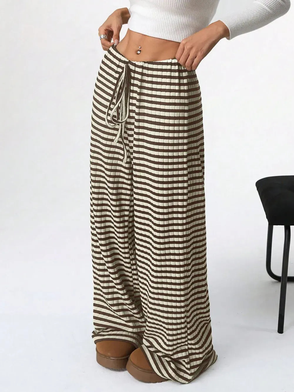 Tied Striped Wide Leg Pants-PANTS-Krush Kandy, Women's Online Fashion Boutique Located in Phoenix, Arizona (Scottsdale Area)