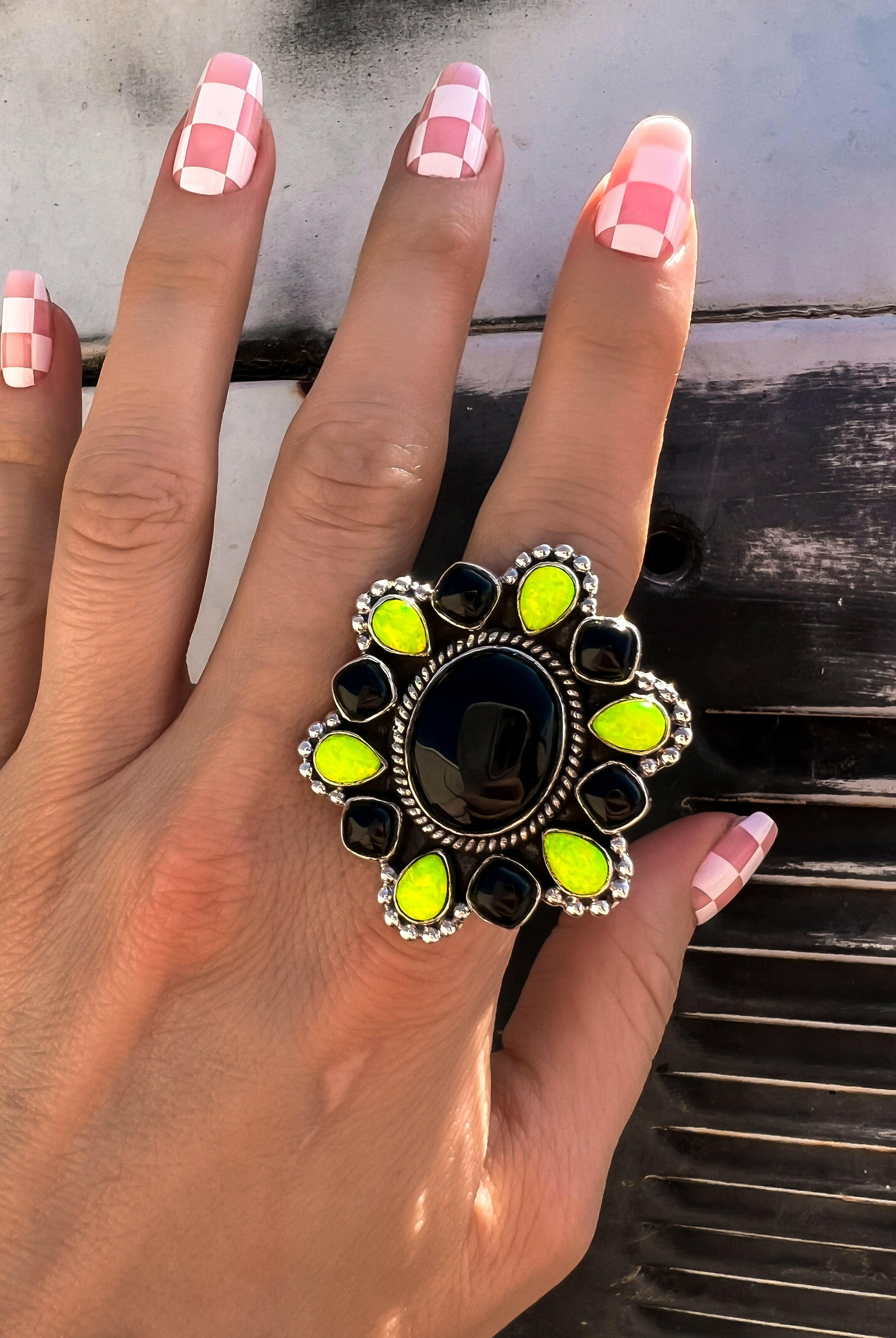 Krush Originals Portrait Mode Neon Opal & Black Onyx Ring-Krush Kandy, Women's Online Fashion Boutique Located in Phoenix, Arizona (Scottsdale Area)