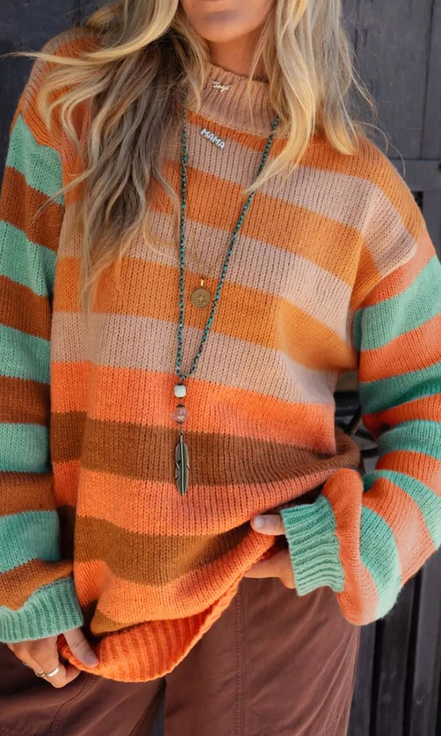 Striped Rainbow Long Sleeve Sweater-Tops-Krush Kandy, Women's Online Fashion Boutique Located in Phoenix, Arizona (Scottsdale Area)
