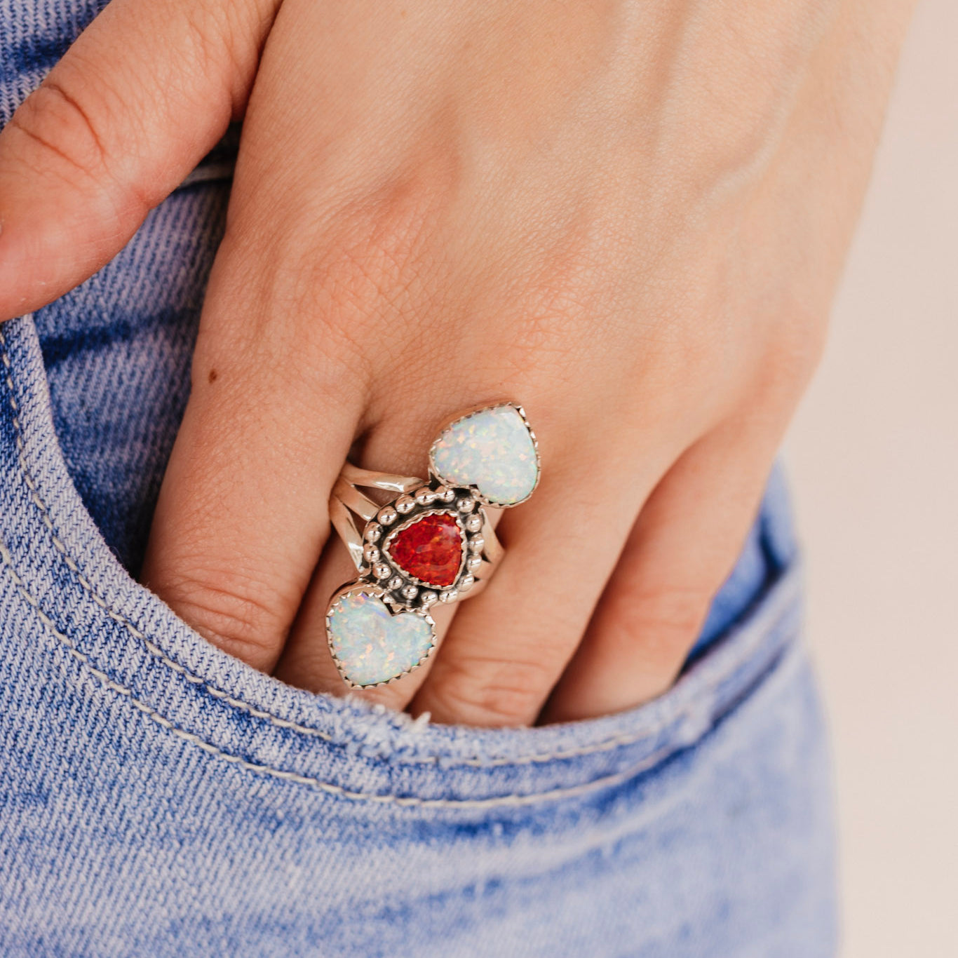 Opal Heart Stone Crawler-Crawler Rings-Krush Kandy, Women's Online Fashion Boutique Located in Phoenix, Arizona (Scottsdale Area)