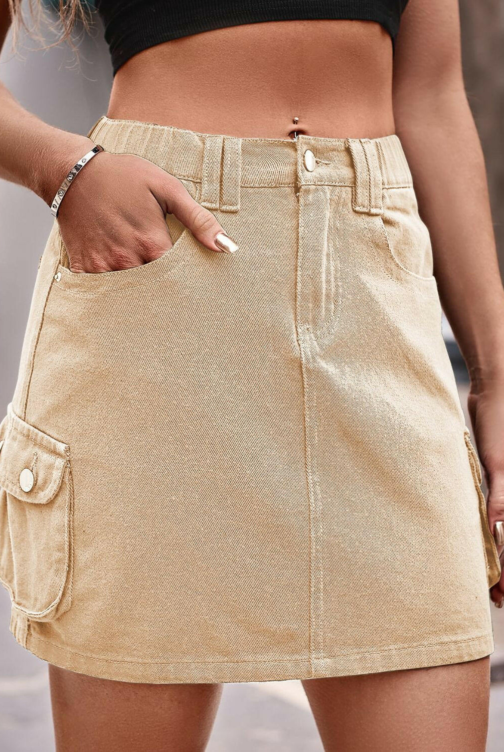 Denim Mini Skirt with Pockets-Krush Kandy, Women's Online Fashion Boutique Located in Phoenix, Arizona (Scottsdale Area)