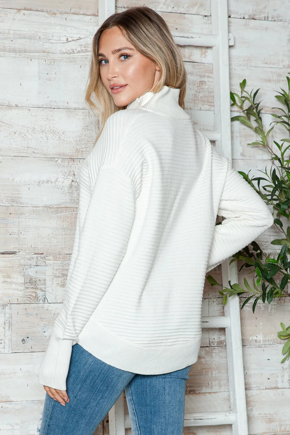 Half Zip Long Sleeve Knit Top-Sweaters-Krush Kandy, Women's Online Fashion Boutique Located in Phoenix, Arizona (Scottsdale Area)