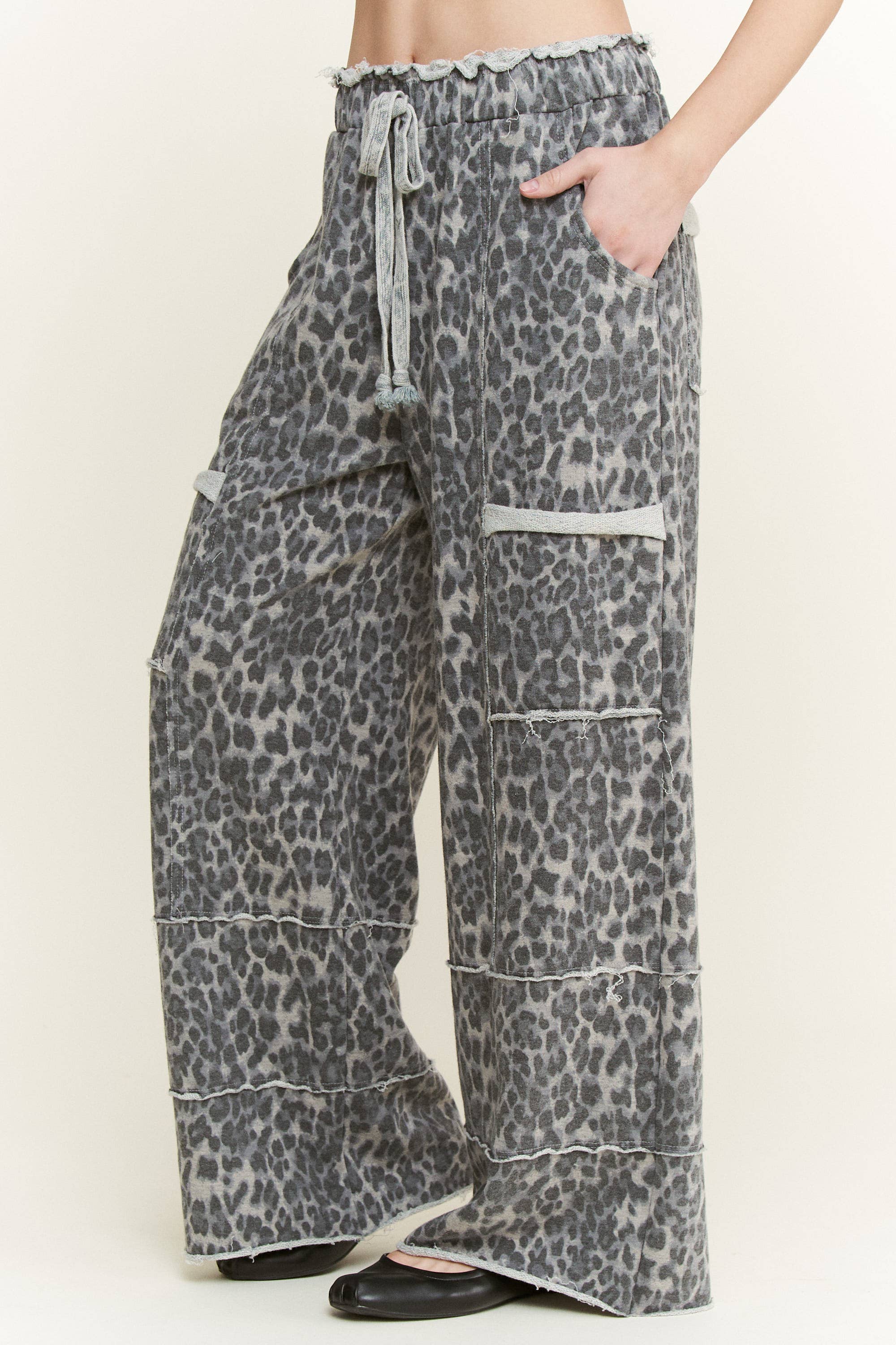 Mineral Washed Animal Leopard Wide Leg Pants-Pants-Krush Kandy, Women's Online Fashion Boutique Located in Phoenix, Arizona (Scottsdale Area)
