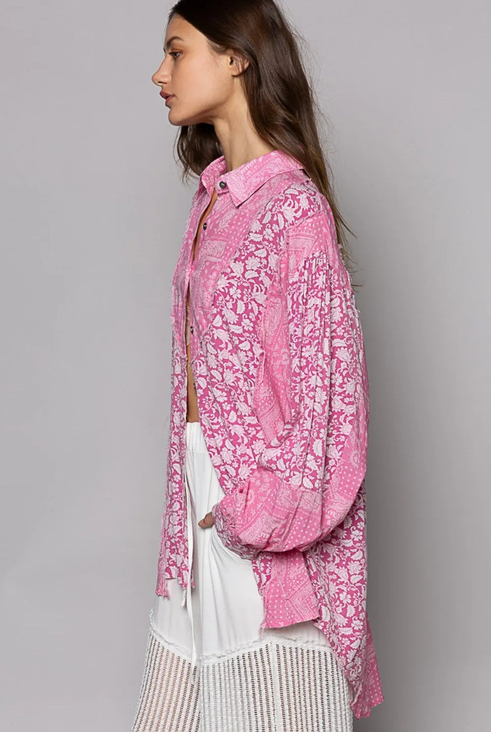 POL Button Down Long Sleeve Paisley Print Shirt-Krush Kandy, Women's Online Fashion Boutique Located in Phoenix, Arizona (Scottsdale Area)