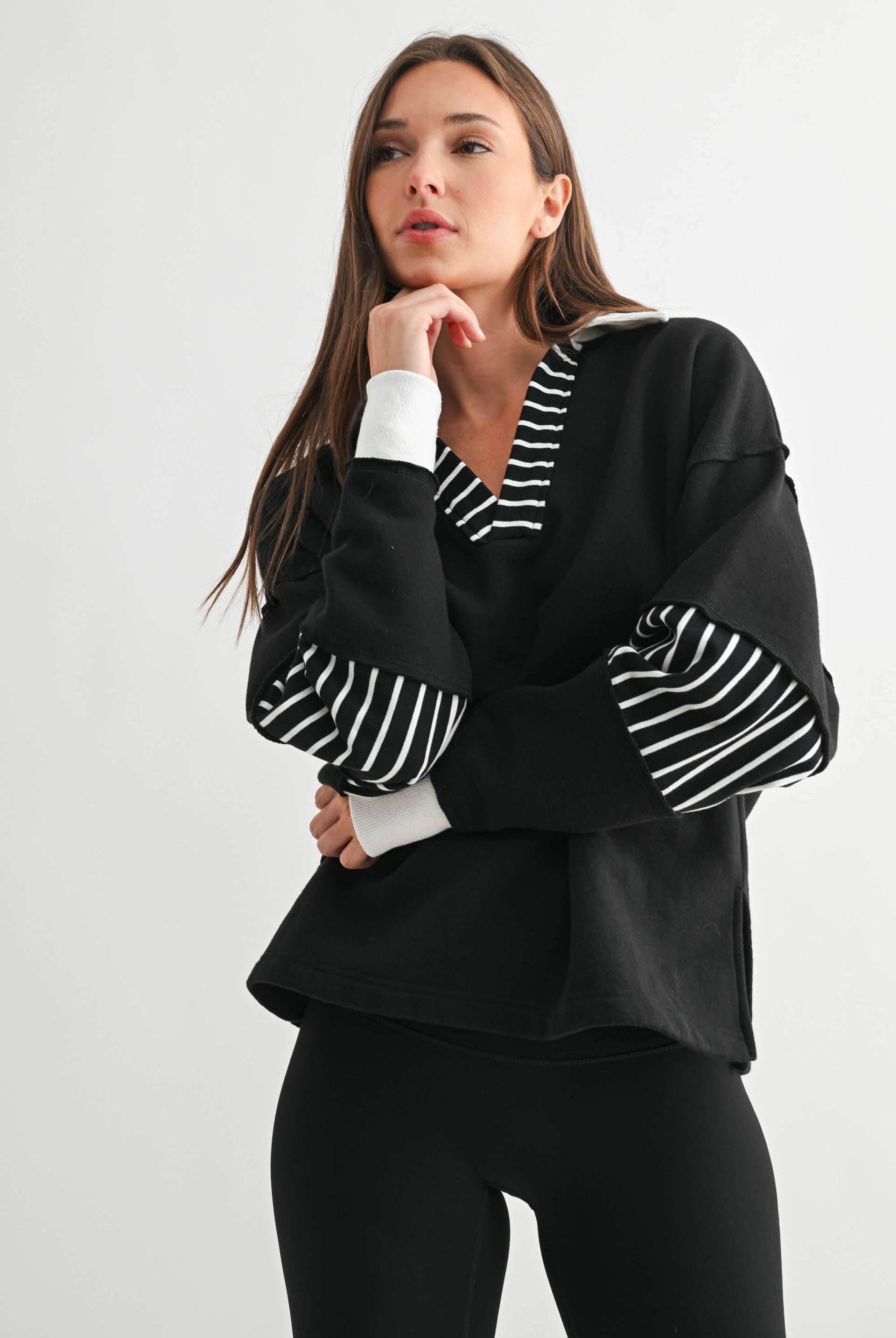 Varsity Edge Pullover-Pullovers-Krush Kandy, Women's Online Fashion Boutique Located in Phoenix, Arizona (Scottsdale Area)