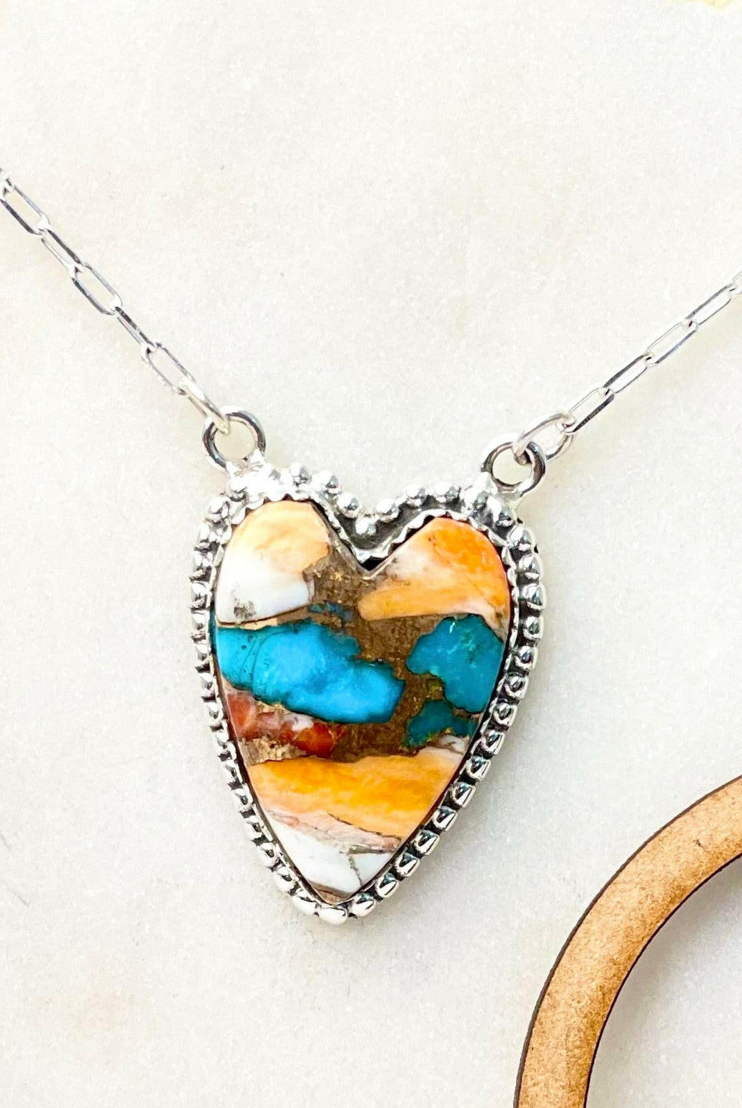 Long Heart Stone Slab Necklace MADE TO ORDER-Necklaces-Krush Kandy, Women's Online Fashion Boutique Located in Phoenix, Arizona (Scottsdale Area)