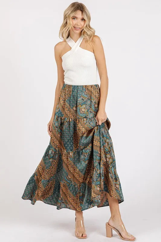 Mittoshop Paisley Patchwork Print Satin Maxi Skirt-Skirts-Krush Kandy, Women's Online Fashion Boutique Located in Phoenix, Arizona (Scottsdale Area)
