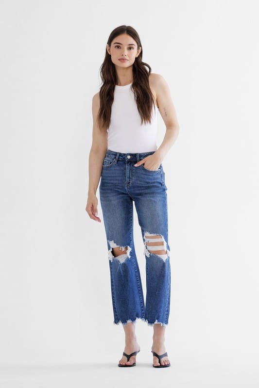 Mica 90s Vintage Relaxed Crop Flare Jeans-Denim-Krush Kandy, Women's Online Fashion Boutique Located in Phoenix, Arizona (Scottsdale Area)