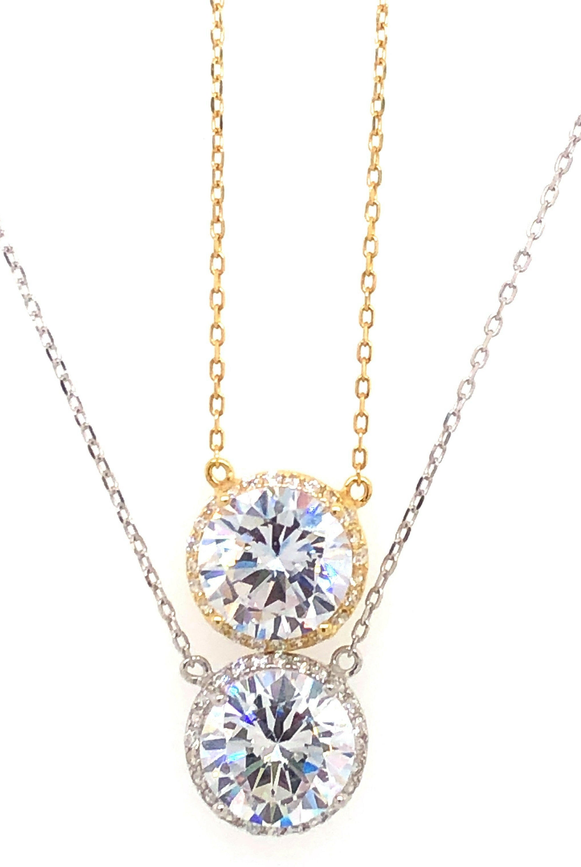 Large Round Circle Cut Sterling Silver Necklace-Necklaces-Krush Kandy, Women's Online Fashion Boutique Located in Phoenix, Arizona (Scottsdale Area)