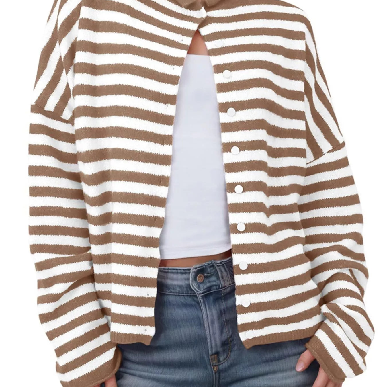 Striped Button-Up Cardigan-Sweaters-Krush Kandy, Women's Online Fashion Boutique Located in Phoenix, Arizona (Scottsdale Area)