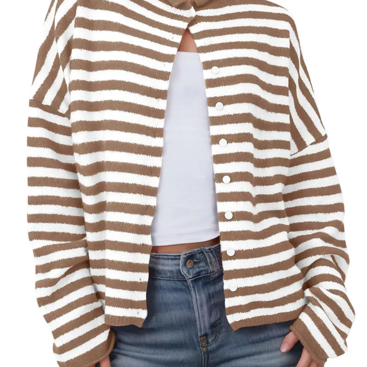 Striped Button-Up Cardigan-Sweaters-Krush Kandy, Women's Online Fashion Boutique Located in Phoenix, Arizona (Scottsdale Area)