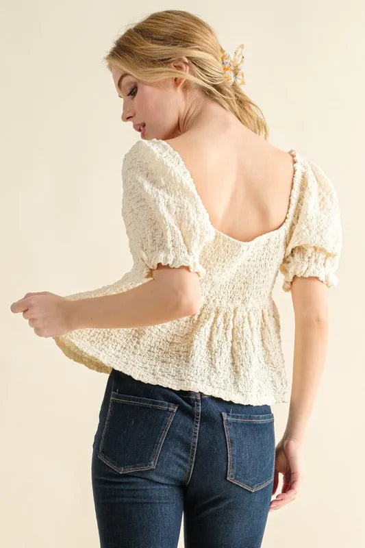And The Why Lovely Textured and Smocked Top-Tops-Krush Kandy, Women's Online Fashion Boutique Located in Phoenix, Arizona (Scottsdale Area)