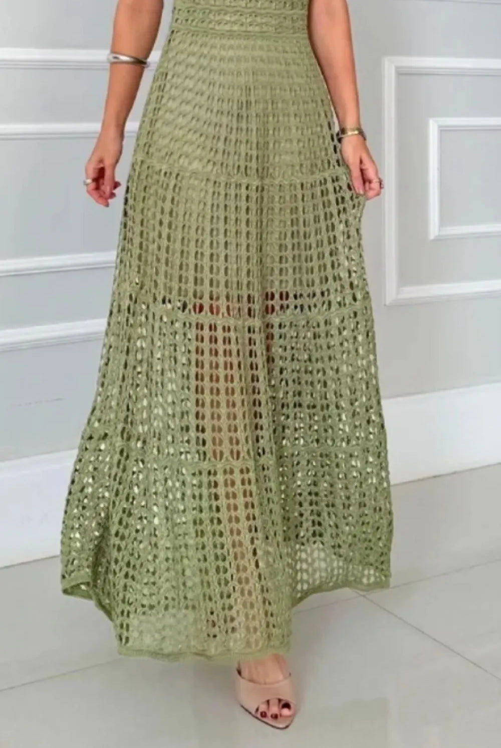 Hollowed-Out Sleeveless Maxi Dress-Dresses-Krush Kandy, Women's Online Fashion Boutique Located in Phoenix, Arizona (Scottsdale Area)