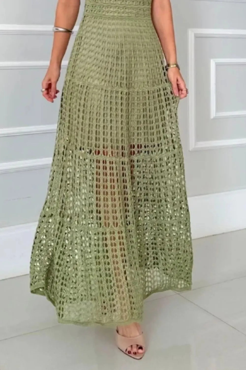 Hollowed-Out Sleeveless Maxi Dress-Dresses-Krush Kandy, Women's Online Fashion Boutique Located in Phoenix, Arizona (Scottsdale Area)