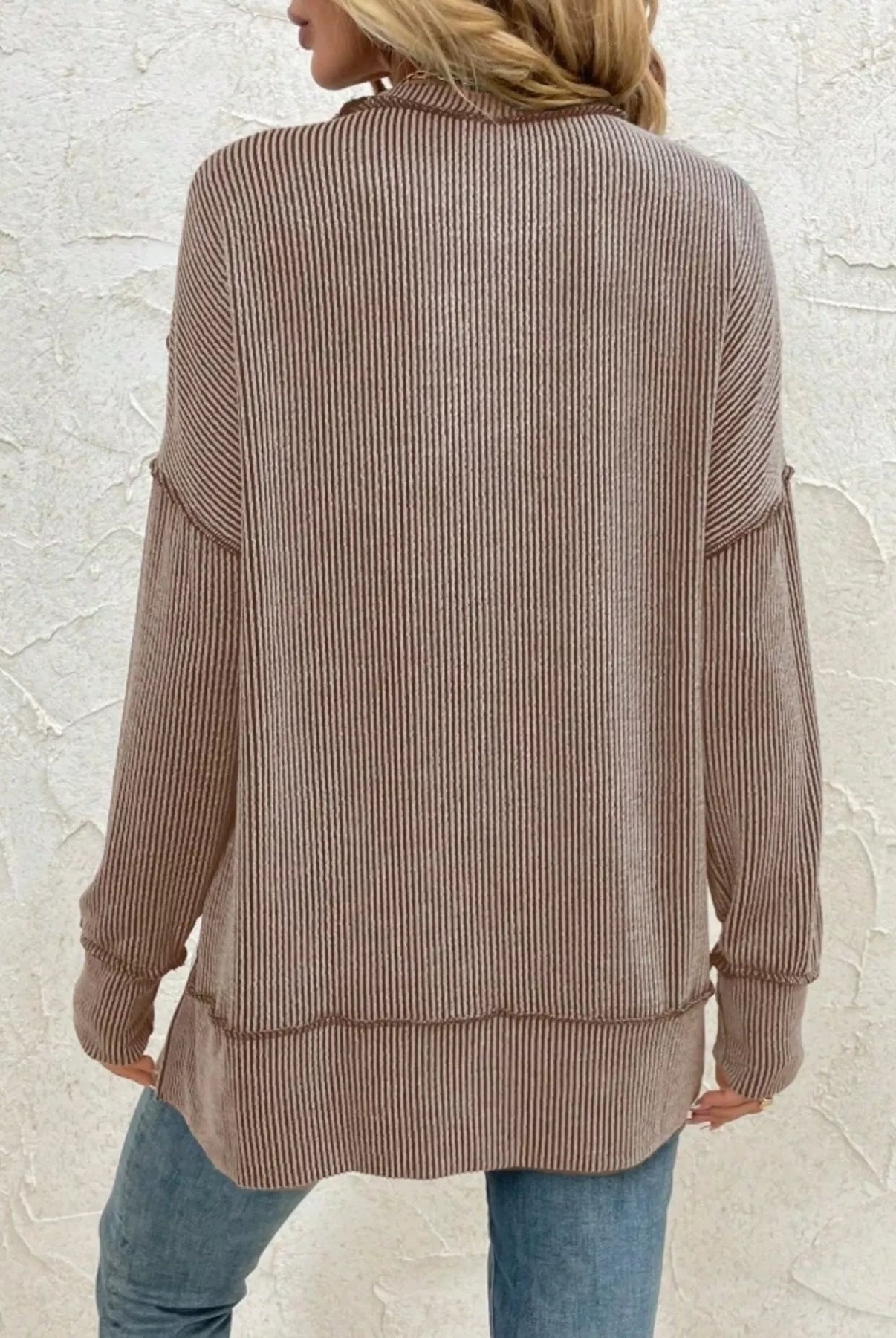 Side Slit Round Neck Dropped Shoulder Sweatshirt-Sweaters-Krush Kandy, Women's Online Fashion Boutique Located in Phoenix, Arizona (Scottsdale Area)