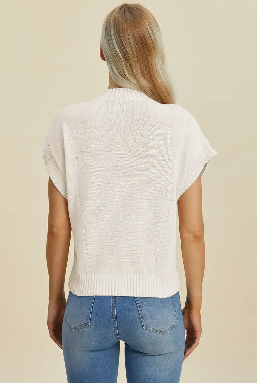 Double Take Full Size Mock Neck Short Sleeve Sweater-Krush Kandy, Women's Online Fashion Boutique Located in Phoenix, Arizona (Scottsdale Area)