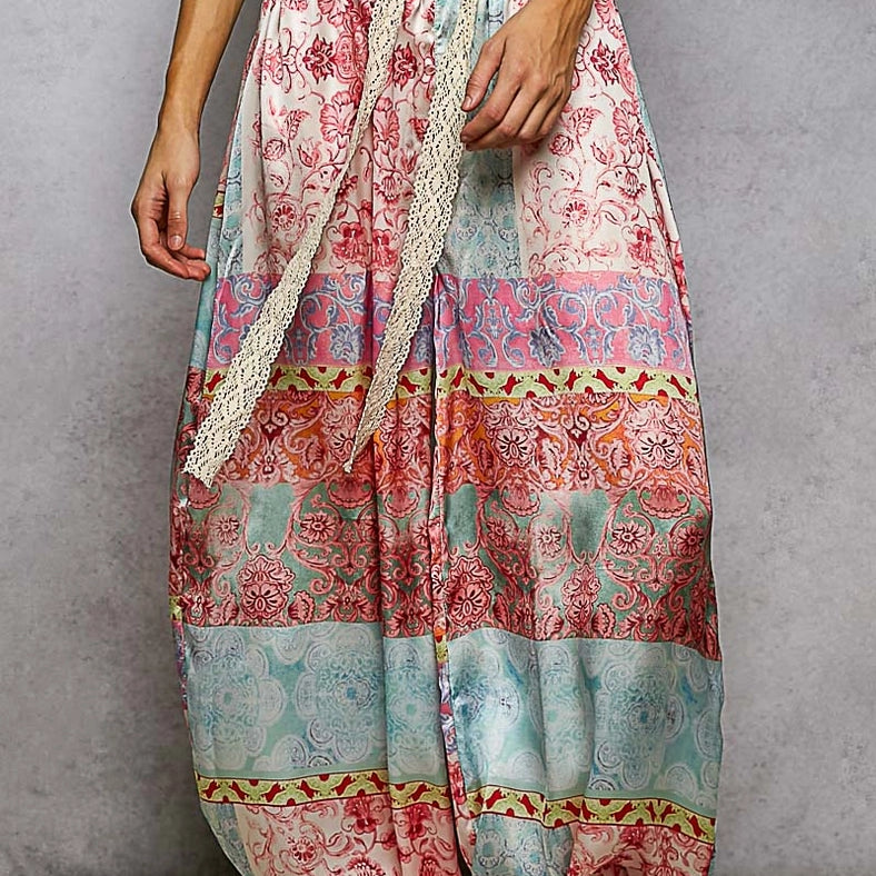 Elastic Waistband Paisley Casual Jogger Pants Set