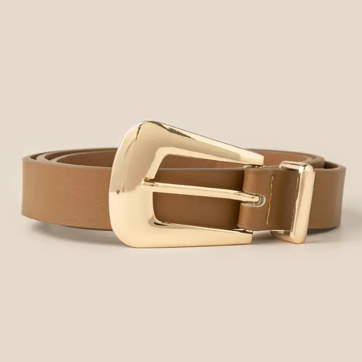 Bulky Buckle Vegan Leather Statement Belt