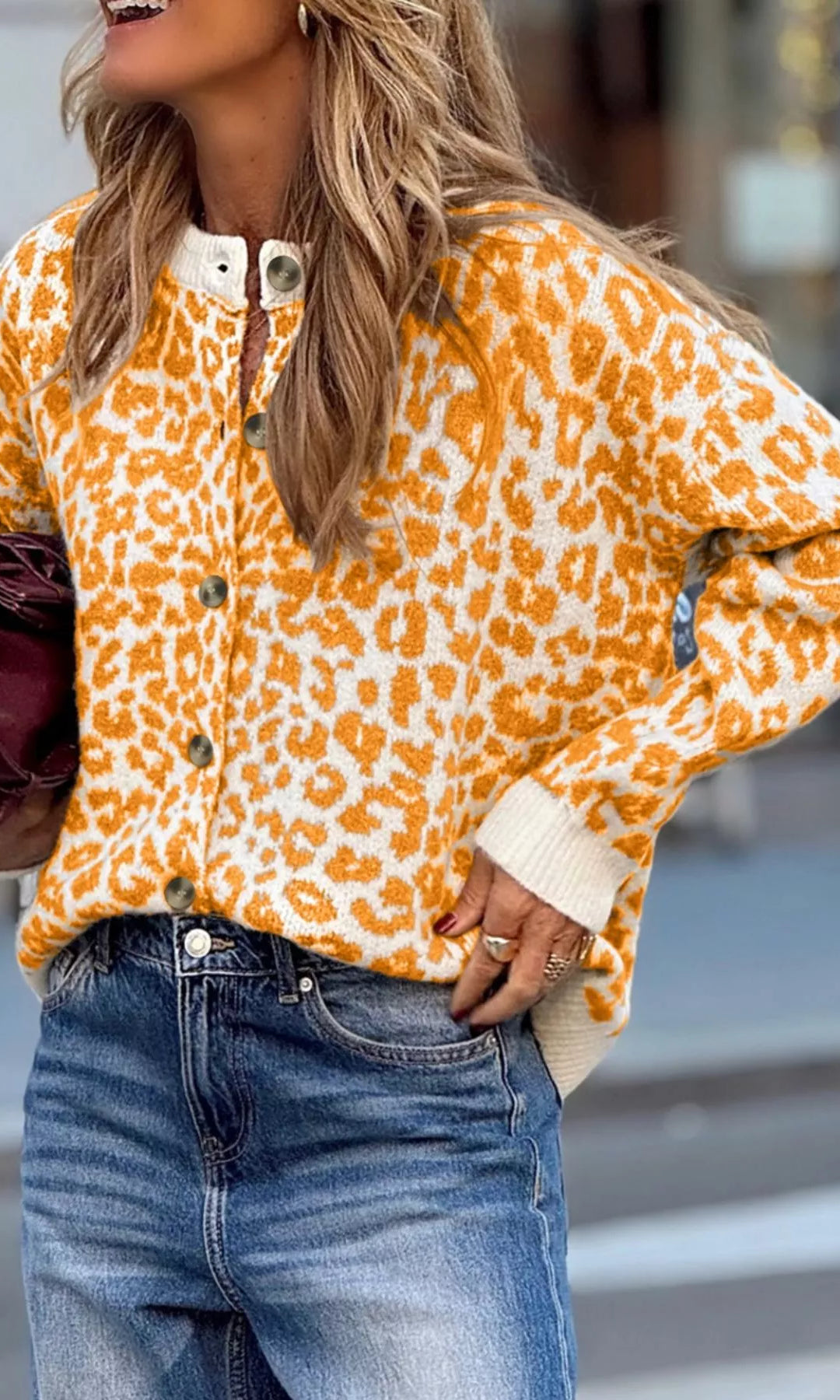 Leopard Drop Shoulder Chunky Knitted Cardigan-Sweater-Krush Kandy, Women's Online Fashion Boutique Located in Phoenix, Arizona (Scottsdale Area)