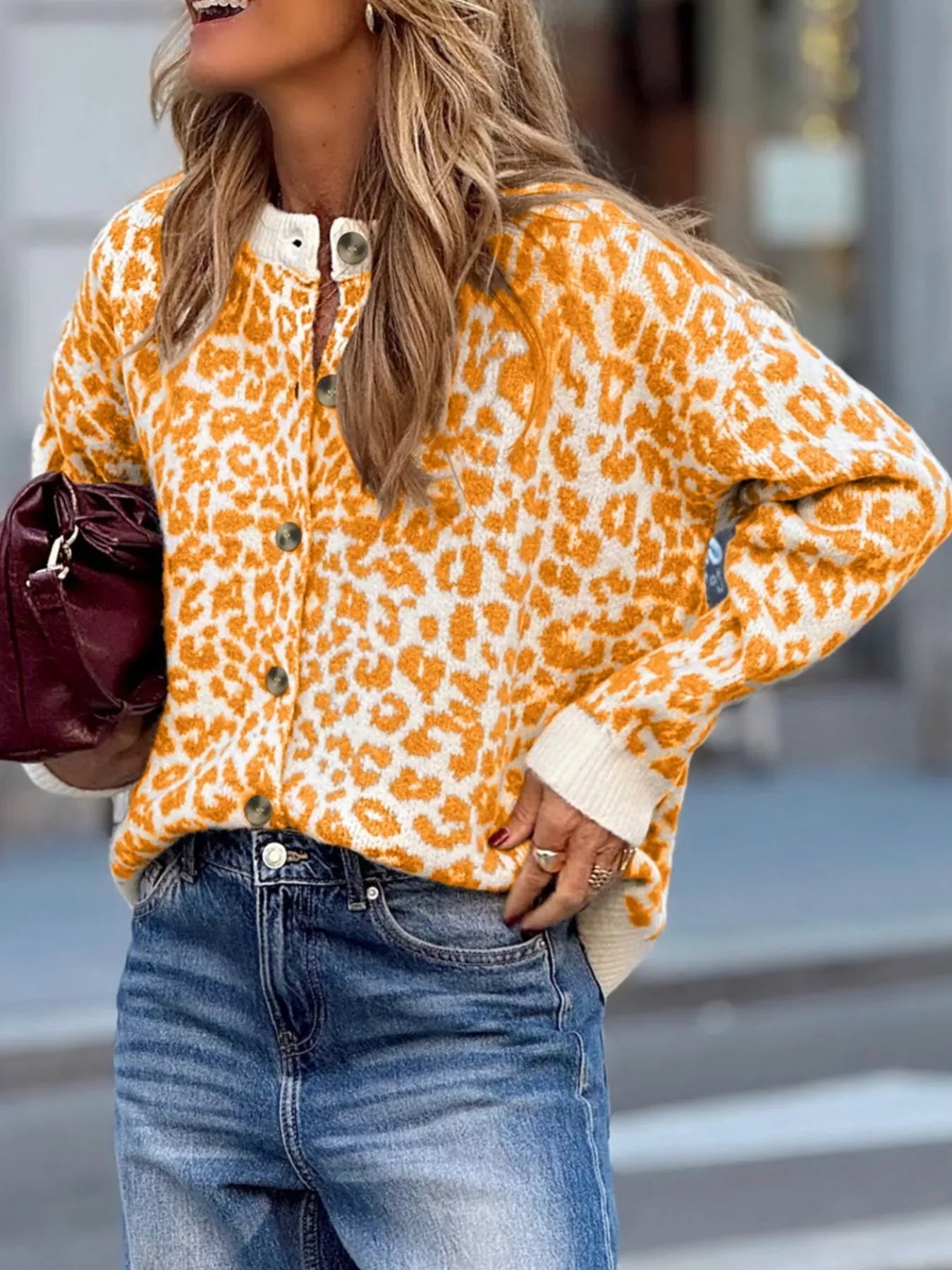 Leopard Drop Shoulder Chunky Knitted Cardigan-Sweater-Krush Kandy, Women's Online Fashion Boutique Located in Phoenix, Arizona (Scottsdale Area)