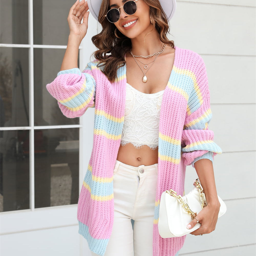 Angel Wings Color Block Ribbed Dropped Shoulder Open Front Cardigan-Krush Kandy, Women's Online Fashion Boutique Located in Phoenix, Arizona (Scottsdale Area)