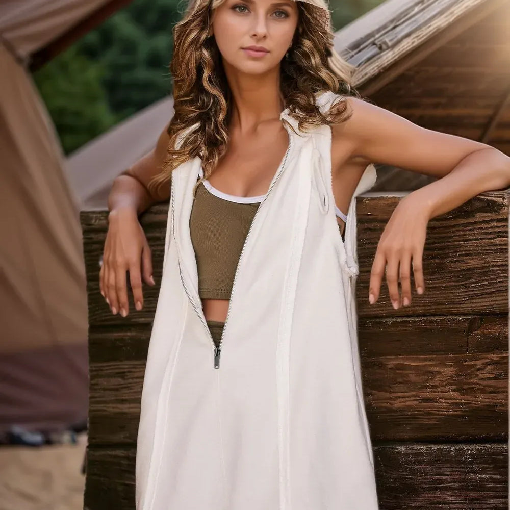 Half Zipped Hooded Sleeveless Romper-Krush Kandy, Women's Online Fashion Boutique Located in Phoenix, Arizona (Scottsdale Area)