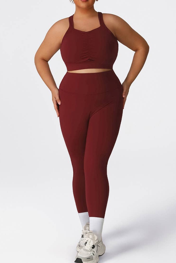 Plus-Size Burgundy Activewear Set-Leggings-Krush Kandy, Women's Online Fashion Boutique Located in Phoenix, Arizona (Scottsdale Area)