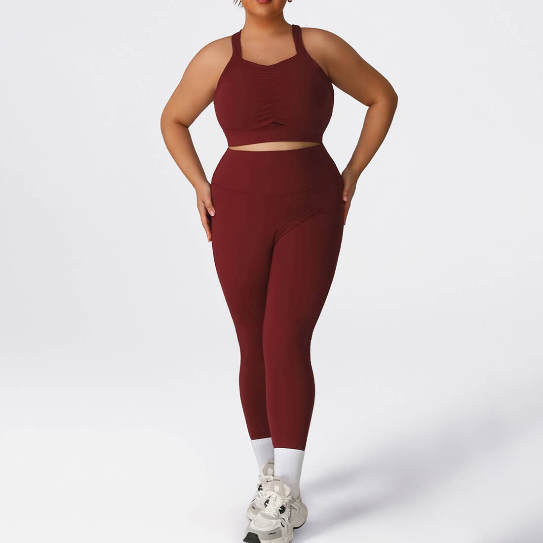 Plus-Size Burgundy Activewear Set-Leggings-Krush Kandy, Women's Online Fashion Boutique Located in Phoenix, Arizona (Scottsdale Area)