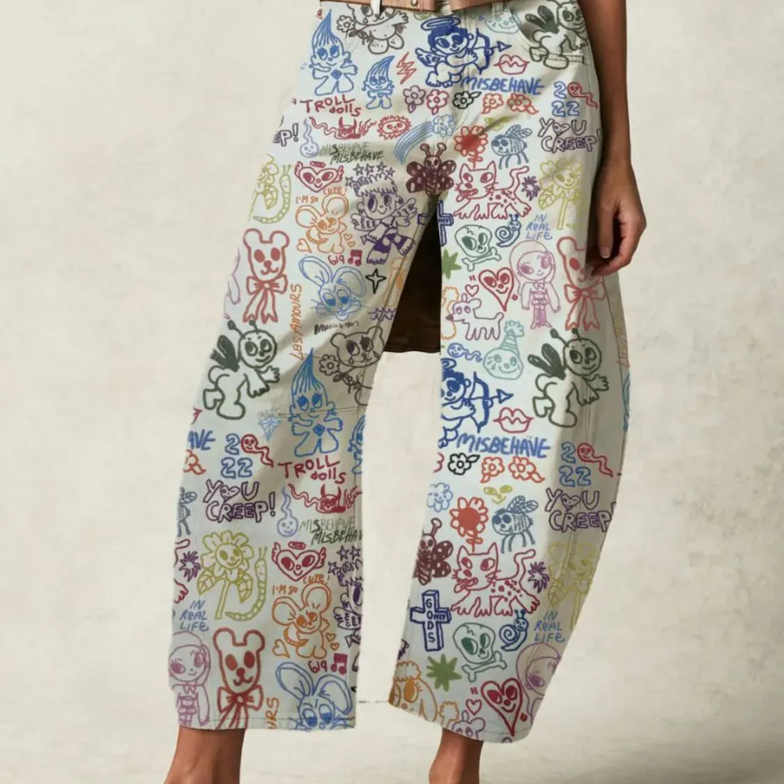 Printed Wide Leg Jeans-Denim-Krush Kandy, Women's Online Fashion Boutique Located in Phoenix, Arizona (Scottsdale Area)