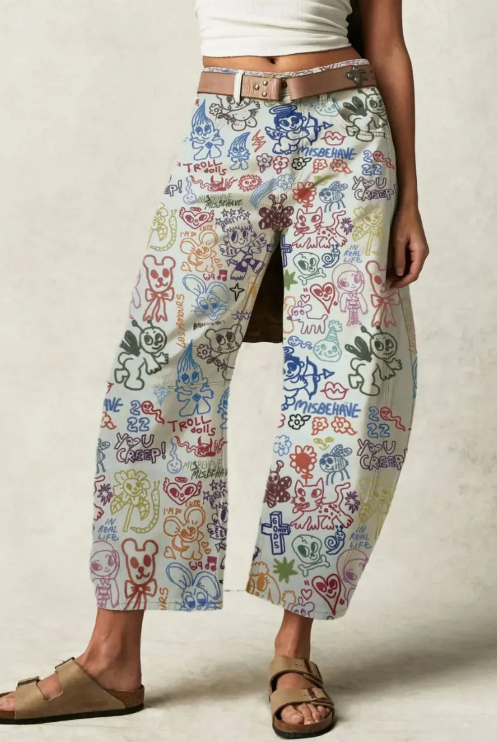 Printed Wide Leg Jeans-Denim-Krush Kandy, Women's Online Fashion Boutique Located in Phoenix, Arizona (Scottsdale Area)