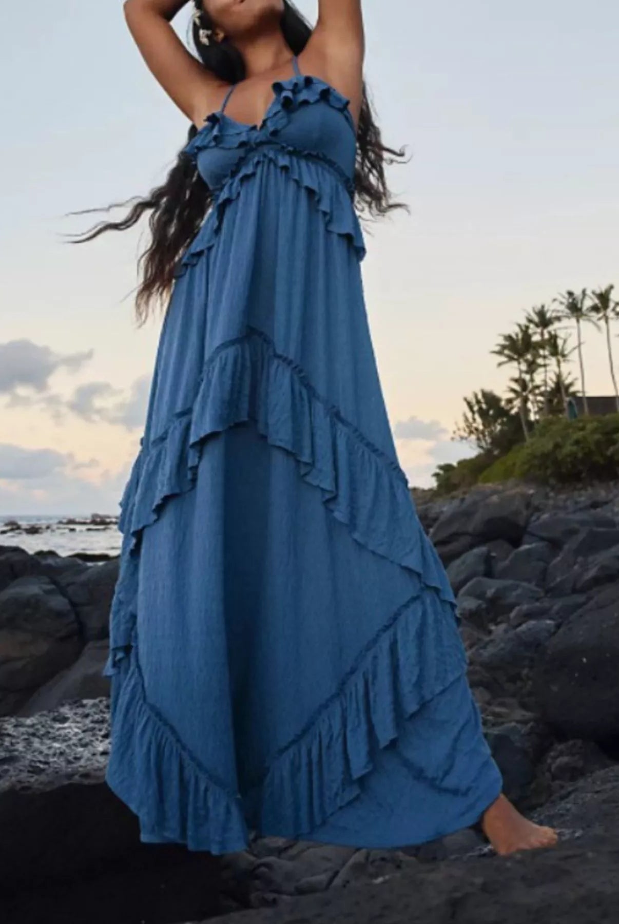 Ruffled Halter Neck Maxi Dress-Dresses-Krush Kandy, Women's Online Fashion Boutique Located in Phoenix, Arizona (Scottsdale Area)