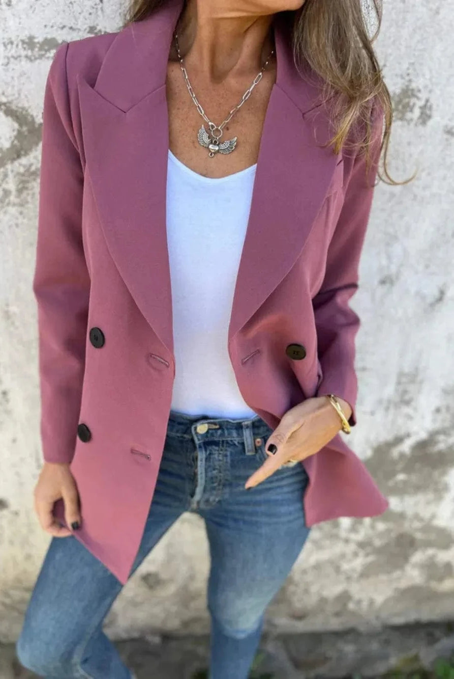 Full Size Collared Neck Long Sleeve Blazer-Blazers-Krush Kandy, Women's Online Fashion Boutique Located in Phoenix, Arizona (Scottsdale Area)