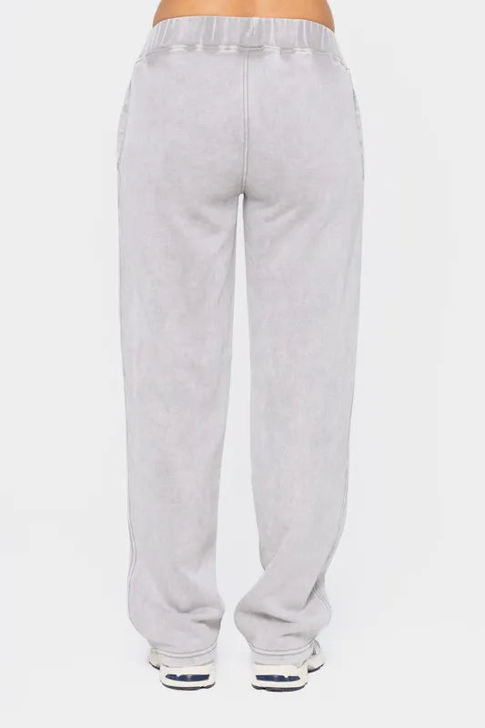 Mono B Elastic Waist Fleece Pants with Pockets-Pants-Krush Kandy, Women's Online Fashion Boutique Located in Phoenix, Arizona (Scottsdale Area)
